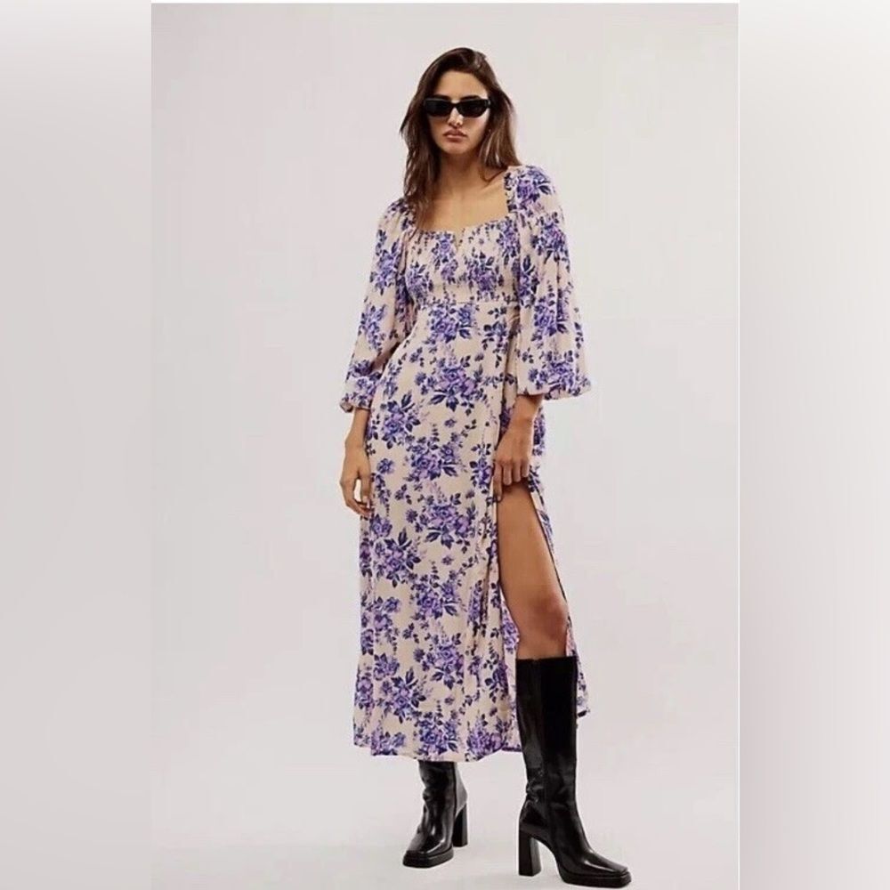Free People Jaymes Floral Smocked Long Sleeve Maxi Dress | Size S | EUC | (TC)